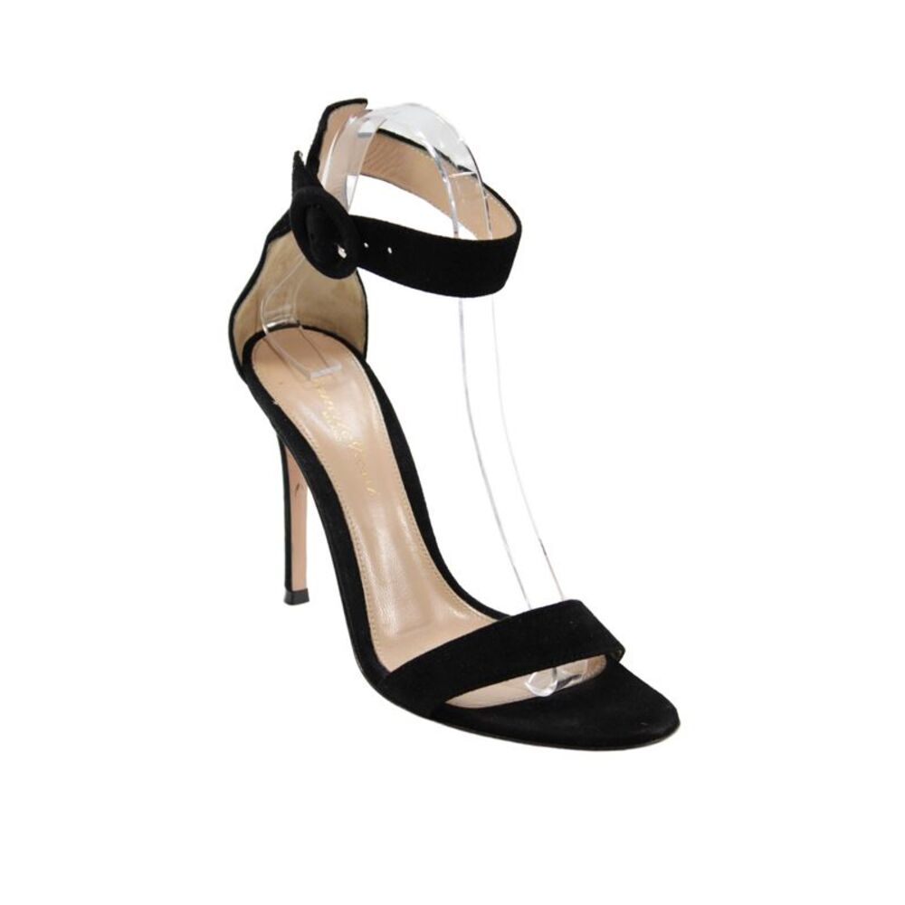 Gianvito Rossi Womens Suede Ankle Strap Sandal Heels Black Size 35 5